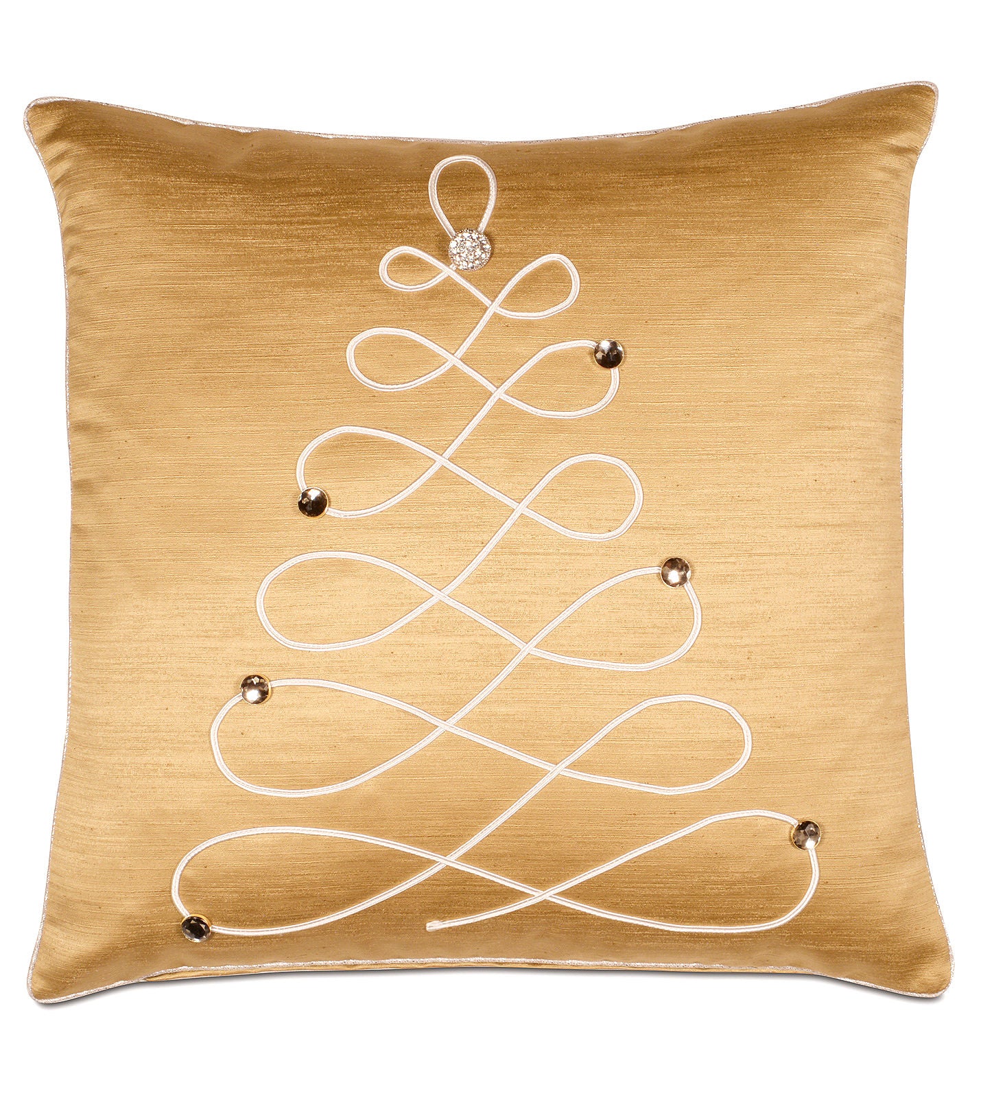 Glistening Gold Holiday Tree Pillow - Bedding Luxuries
