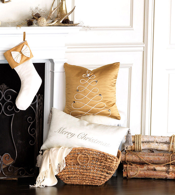 Christmas Cheer Embroidered Holiday Pillow - Bedding Luxuries