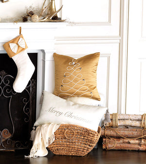 Christmas Cheer Embroidered Holiday Pillow - Bedding Luxuries