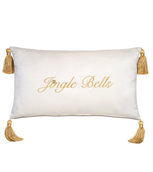 Jingle Bells Embroidered Holiday Pillow - Bedding Luxuries