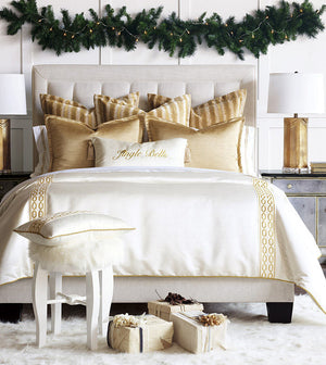Jingle Bells Embroidered Holiday Pillow - Bedding Luxuries