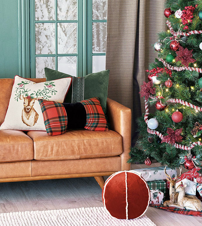 Holiday Plaid Bow Tie Pillow - Bedding Luxuries