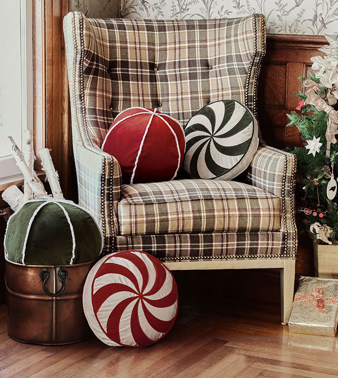 Candy Cane Green Swirl Holiday Pillow - Bedding Luxuries