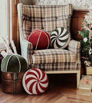 Candy Cane Green Swirl Holiday Pillow - Bedding Luxuries