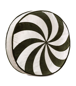 Candy Cane Green Swirl Holiday Pillow - Bedding Luxuries