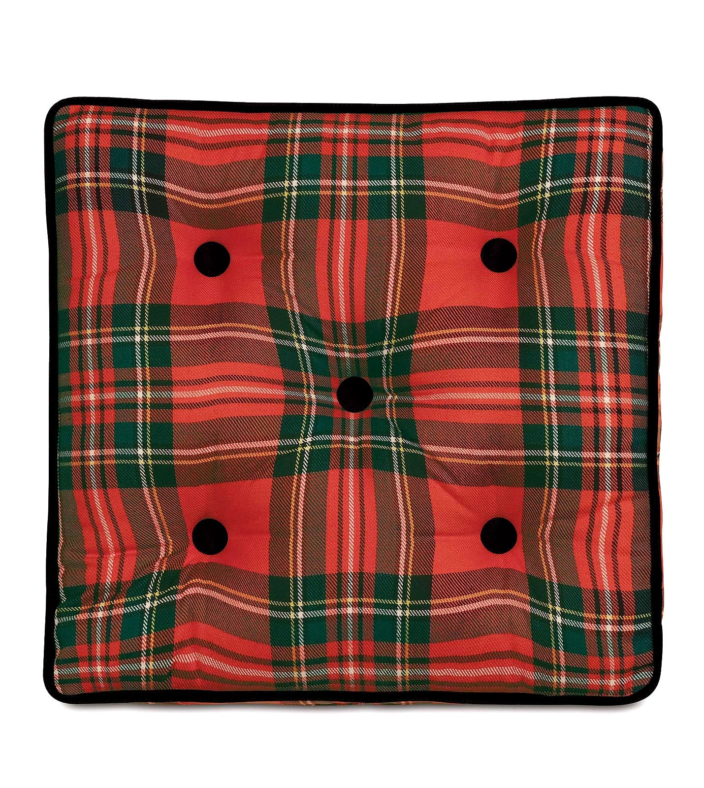Holiday Plaid Tufted Box Pillow - Bedding Luxuries