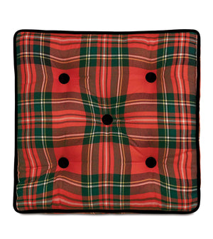 Holiday Plaid Tufted Box Pillow - Bedding Luxuries