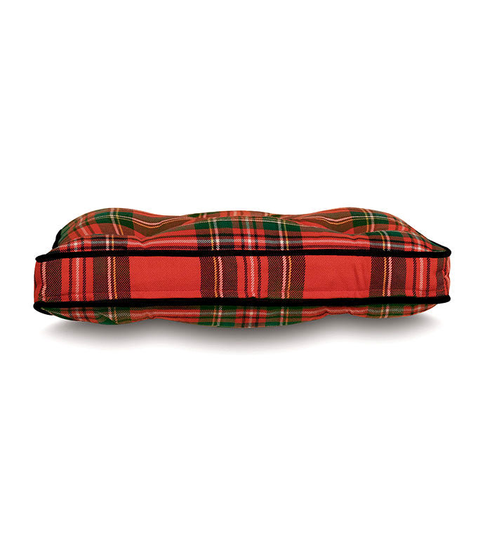 Holiday Plaid Tufted Box Pillow - Bedding Luxuries