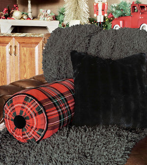 Holiday Plaid Cylinder Bolster - Bedding Luxuries