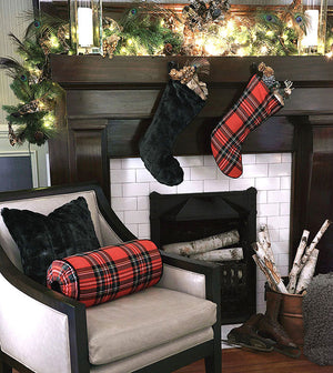 Holiday Plaid Cylinder Bolster - Bedding Luxuries