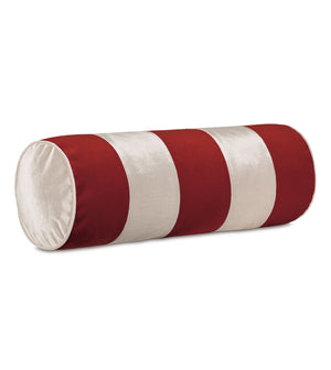 Candy Cane Rust Red Cylinder Bolster - Bedding Luxuries
