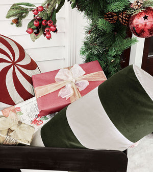 Candy Cane Olive Cylinder Bolster - Bedding Luxuries