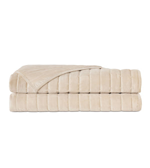 Channel Quilted Ivory Velvet Coverlet - Bedding Luxuries