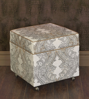 Heritage Houndstooth Upholstered Storage Ottoman - Bedding Luxuries