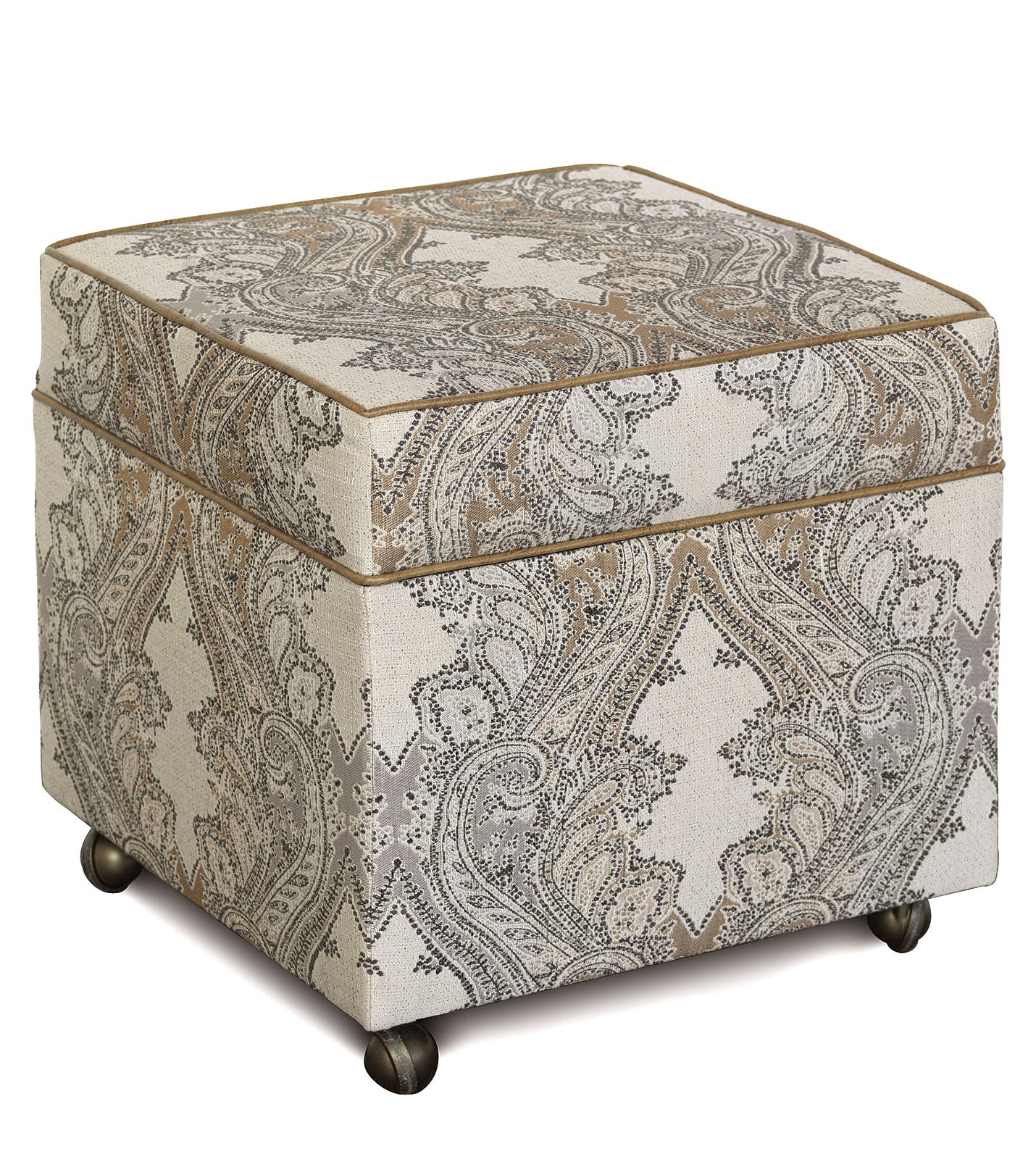 Heritage Houndstooth Upholstered Storage Ottoman - Bedding Luxuries