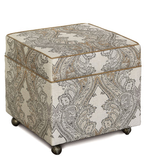Heritage Houndstooth Upholstered Storage Ottoman - Bedding Luxuries