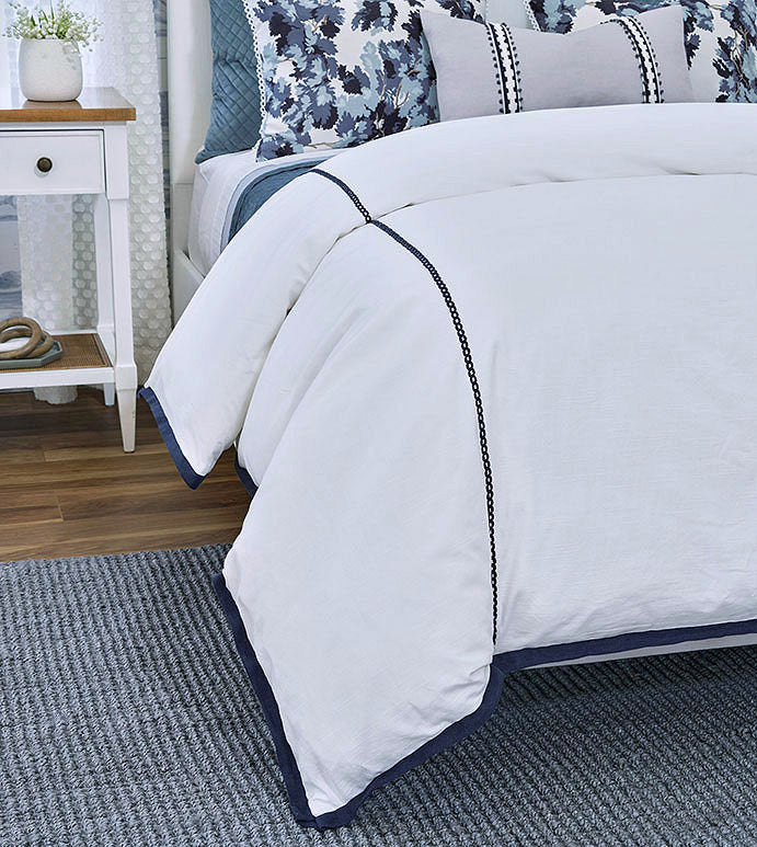 Devonshire Blue Gimp-Trimmed Duvet Cover