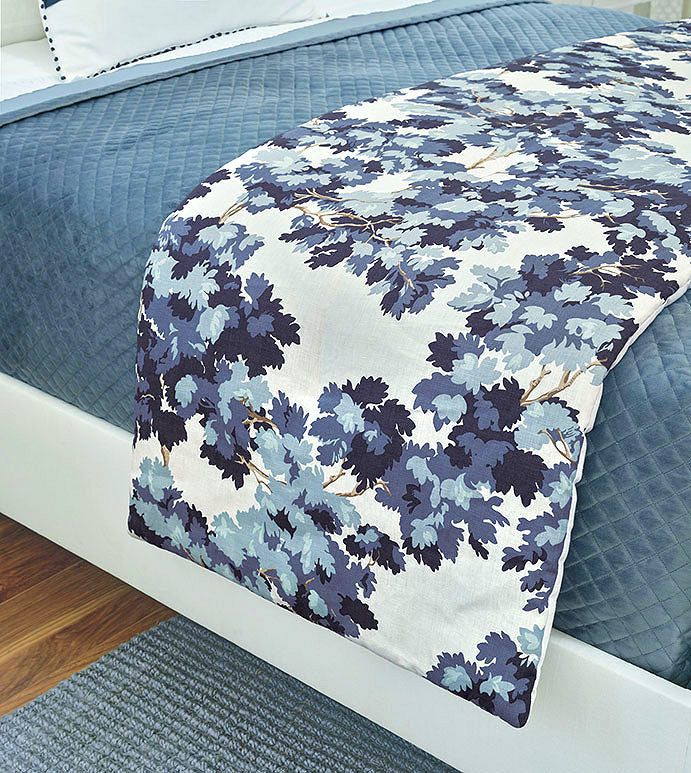 Devonshire Blue Floral Bed Scarf