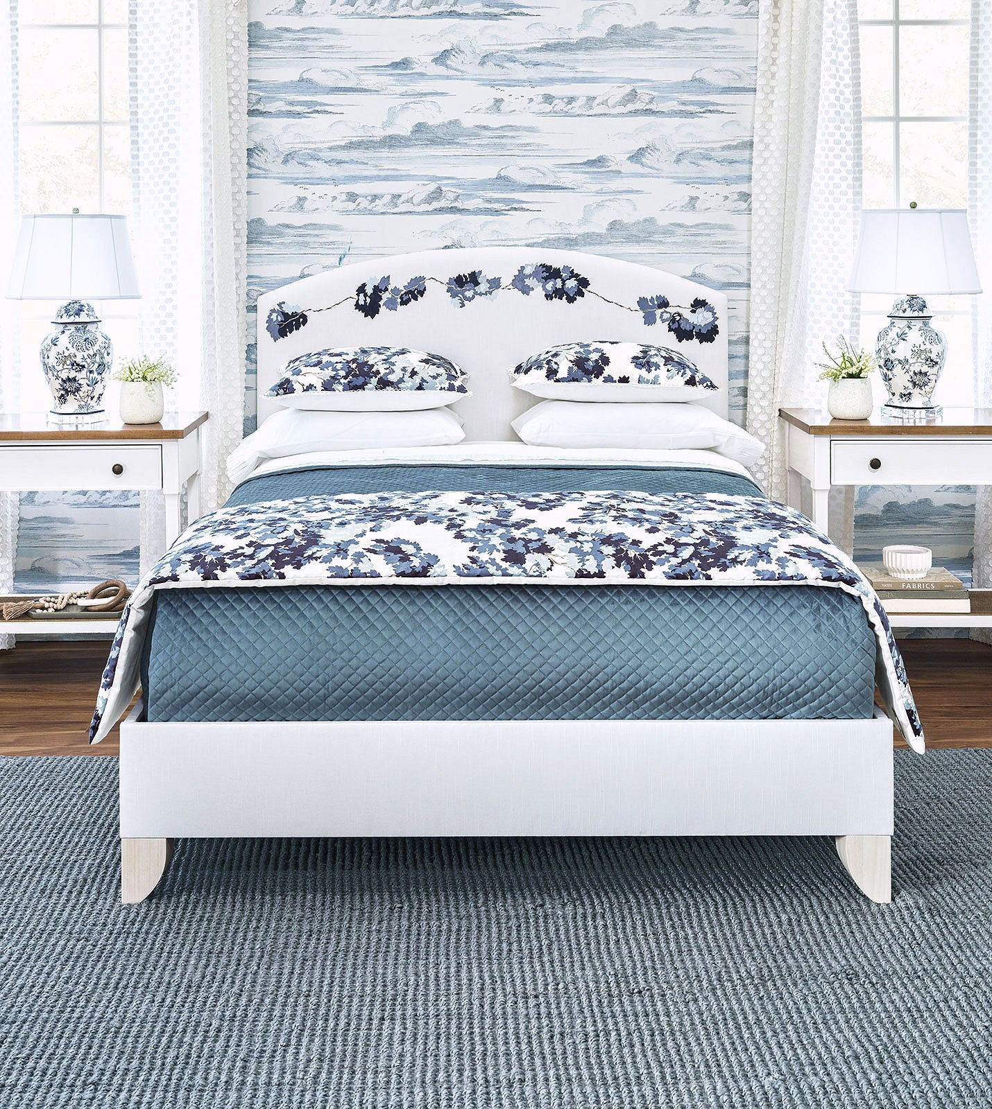 Devonshire Blue Velvet Luxury Bedding