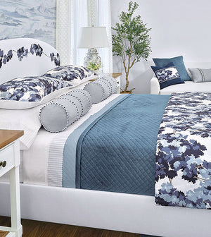 Devonshire Blue Velvet Quilted Coverlet