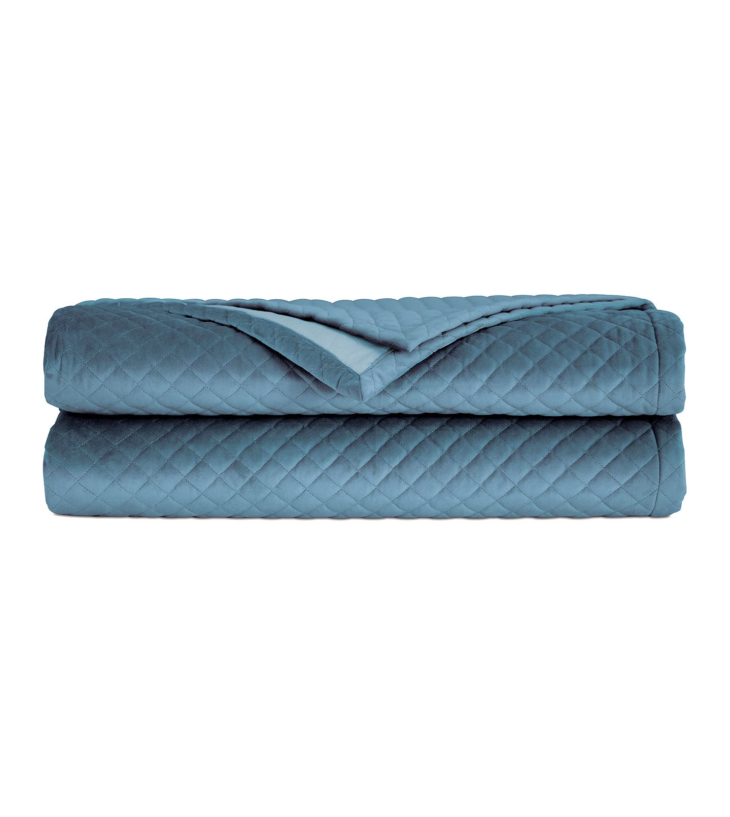 Devonshire Blue Velvet Quilted Coverlet