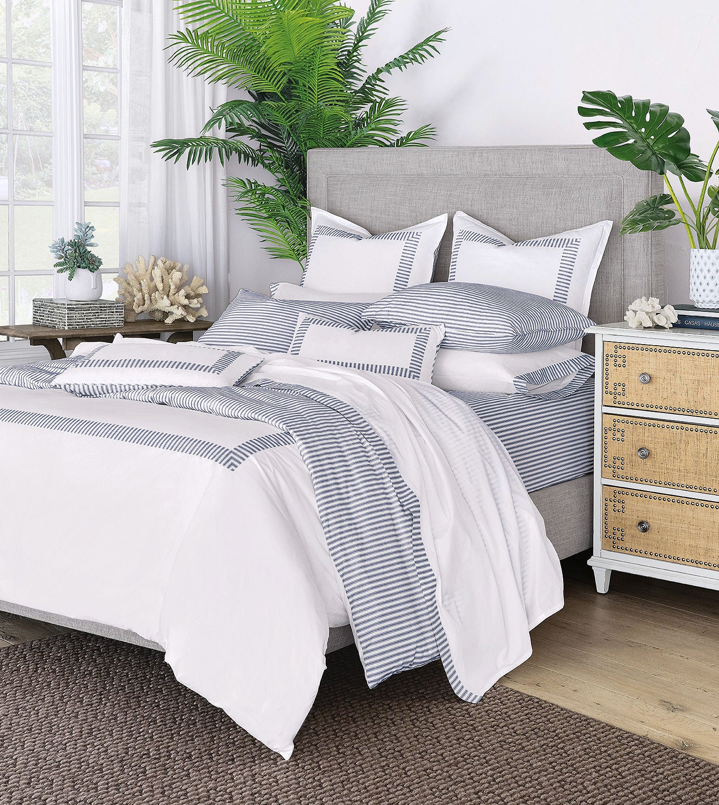 Vintage Navy Ticking Stripe Luxury Bedding - Bedding Luxuries