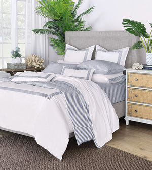 Vintage Navy Ticking Stripe Luxury Bedding - Bedding Luxuries