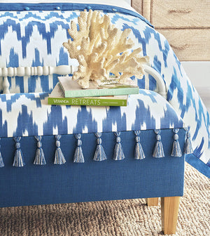 Bayside Blue Upholstered Storage Bench - Bedding Luxuries