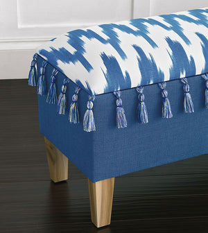 Bayside Blue Upholstered Storage Bench - Bedding Luxuries