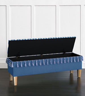 Bayside Blue Upholstered Storage Bench - Bedding Luxuries