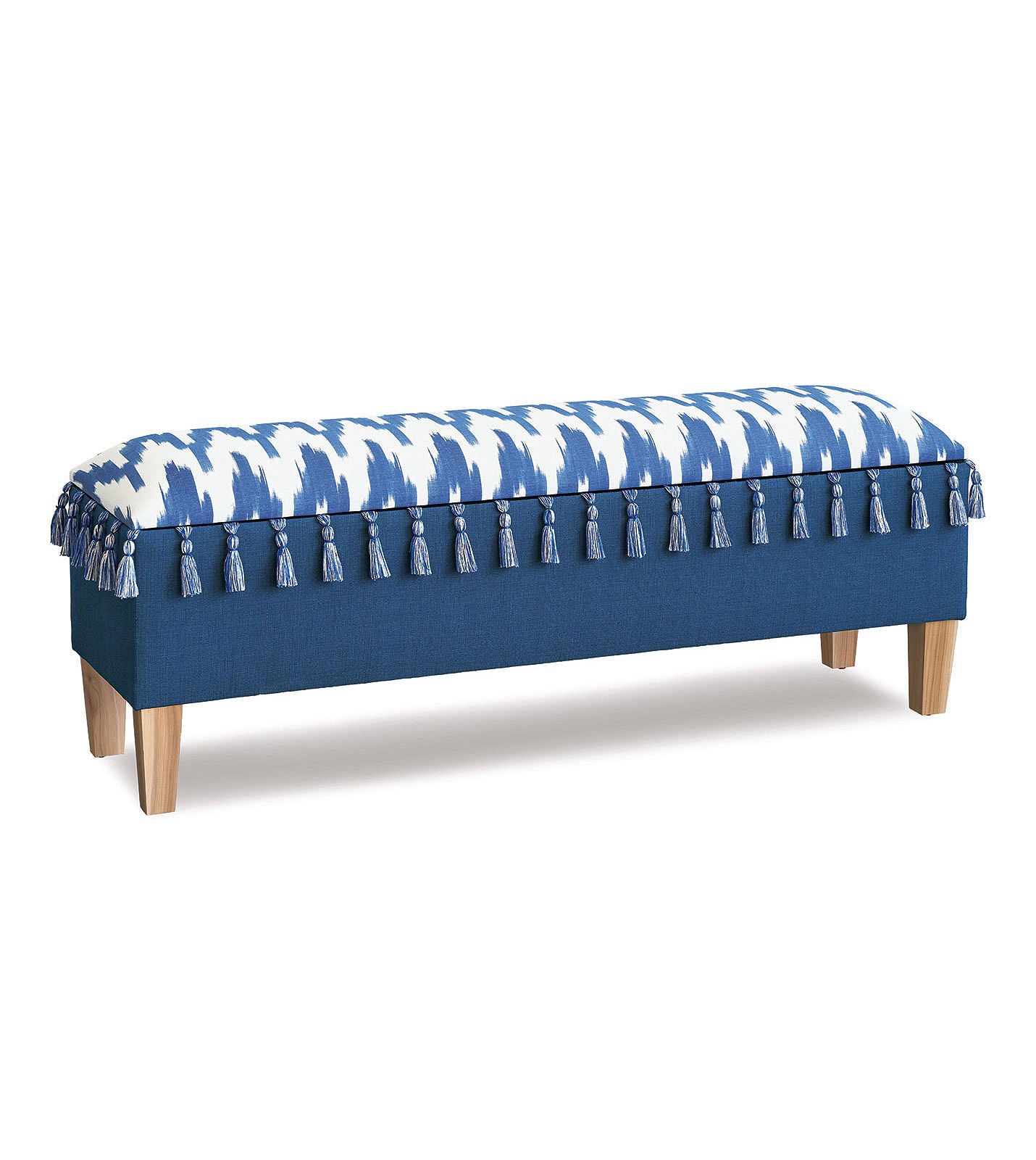 Bayside Blue Upholstered Storage Bench - Bedding Luxuries