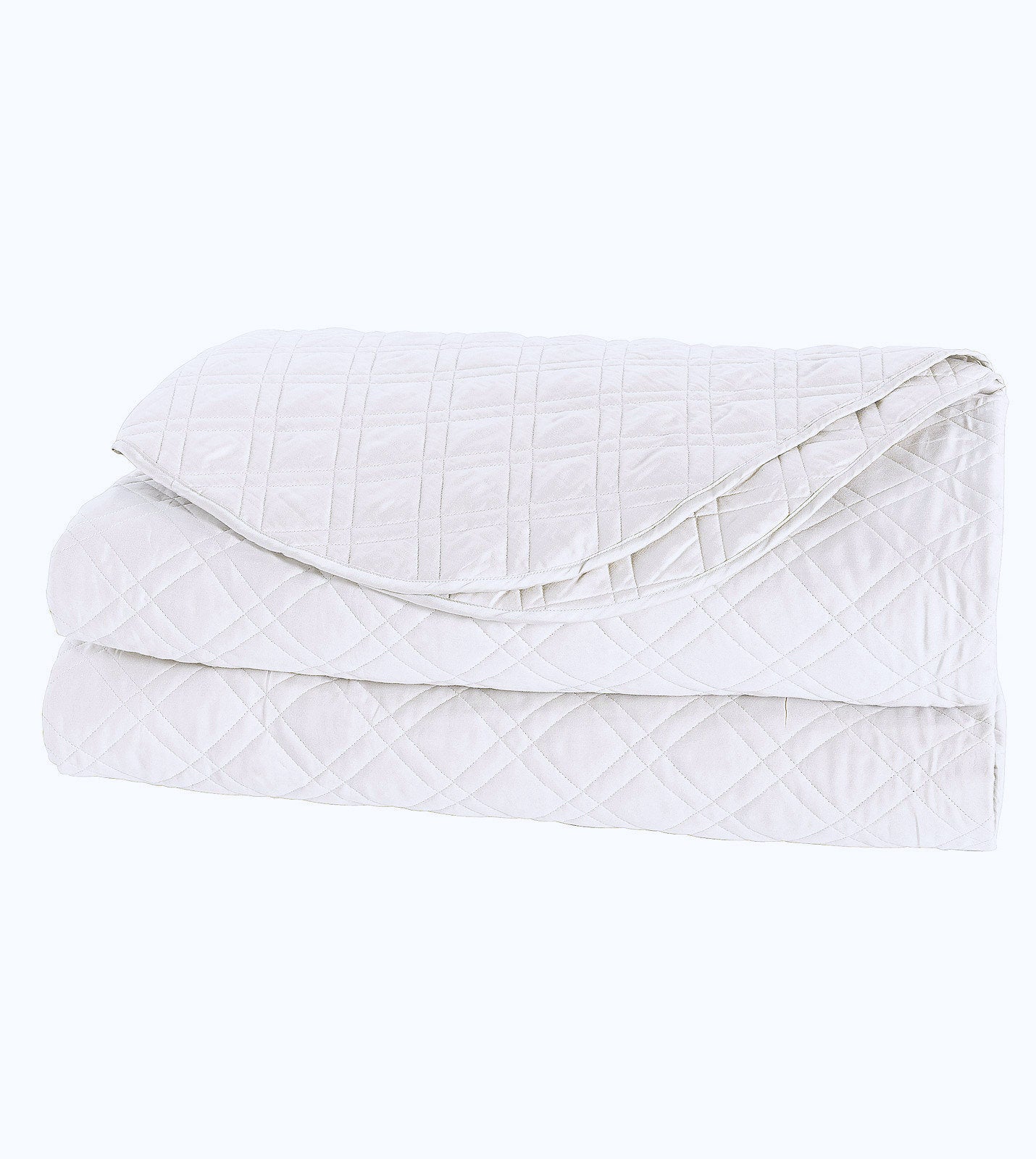 Diamond Lattice Quilted White Coverlet - Bedding Luxuries