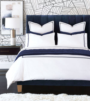 Classic Chic Navy Quilted Velvet Coverlet - Bedding Luxuries