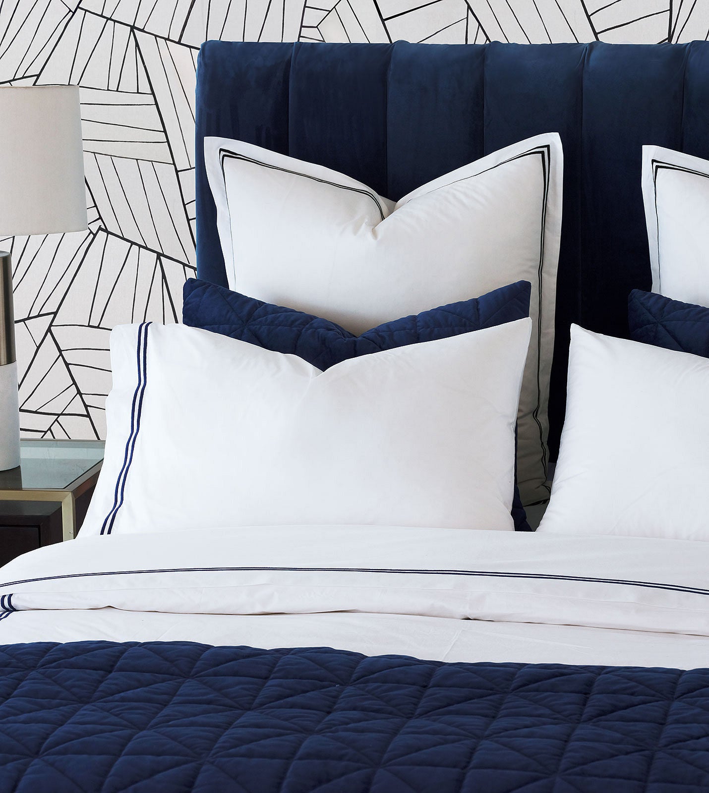 Classic Chic Navy Quilted Velvet Coverlet - Bedding Luxuries
