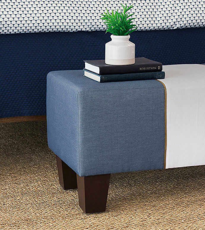 Bristol Beach Denim Upholstered Bench - Bedding Luxuries