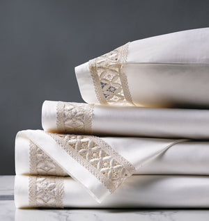 Trellis Border Embroidered Sheet Set - Bedding Luxuries
