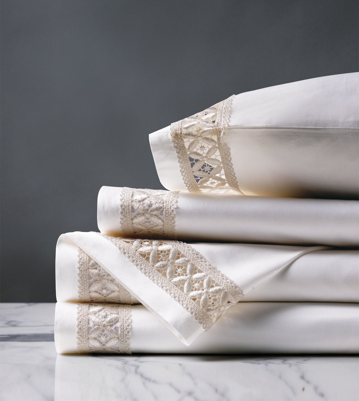 Trellis Border Embroidered Sheet Set - Bedding Luxuries