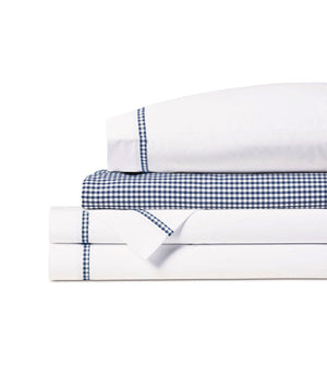 Gingham Charm Navy Check Cotton Sheet Set - Bedding Luxuries