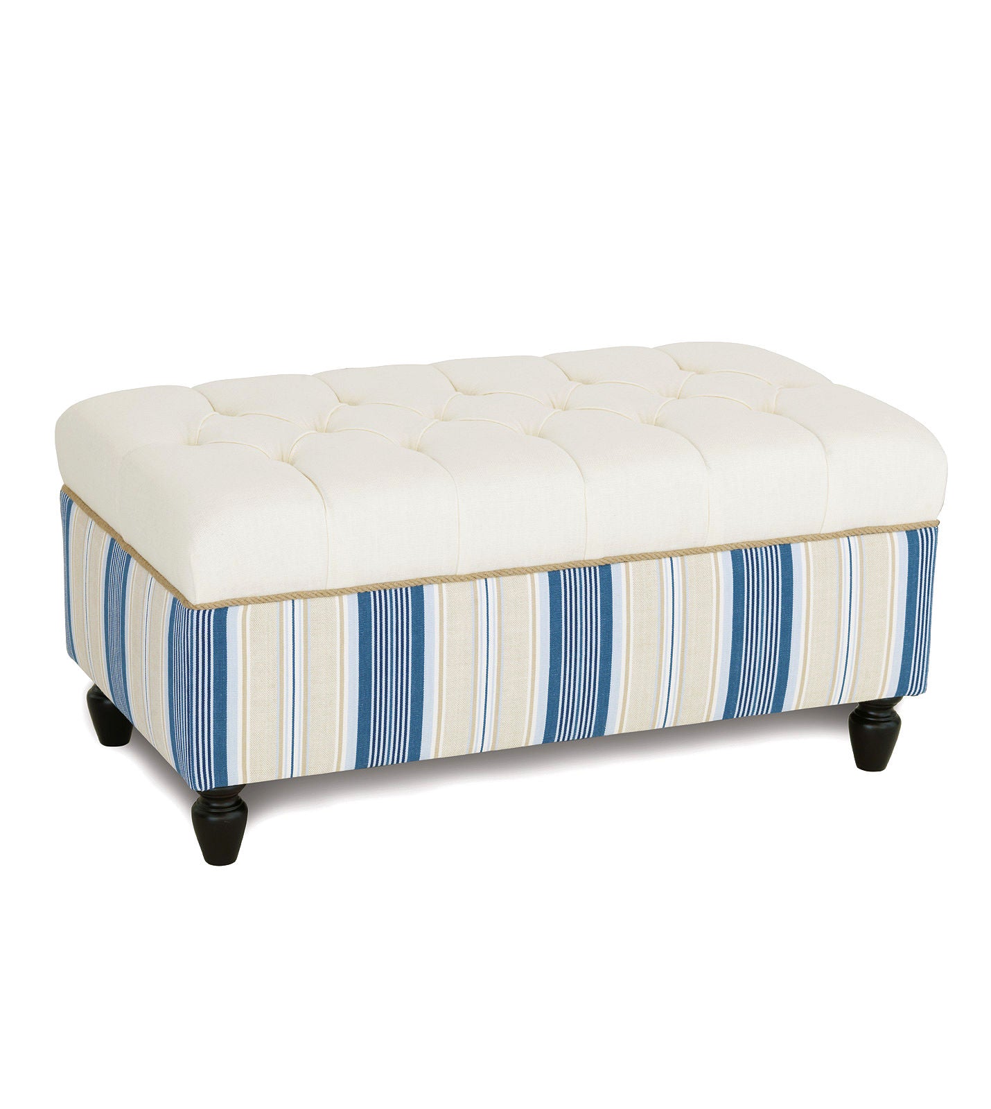 Beach Cottage Stripe Storage Bench Ottoman - Bedding Luxuries