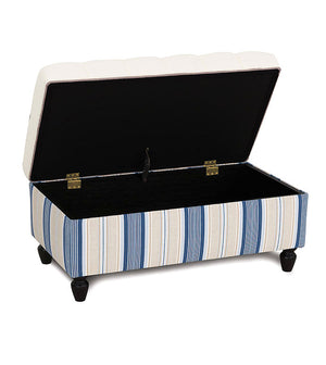Beach Cottage Stripe Storage Bench Ottoman - Bedding Luxuries
