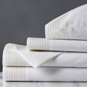 Tidal Stripe Bisque Chain Stitch Sheet Set - Bedding Luxuries