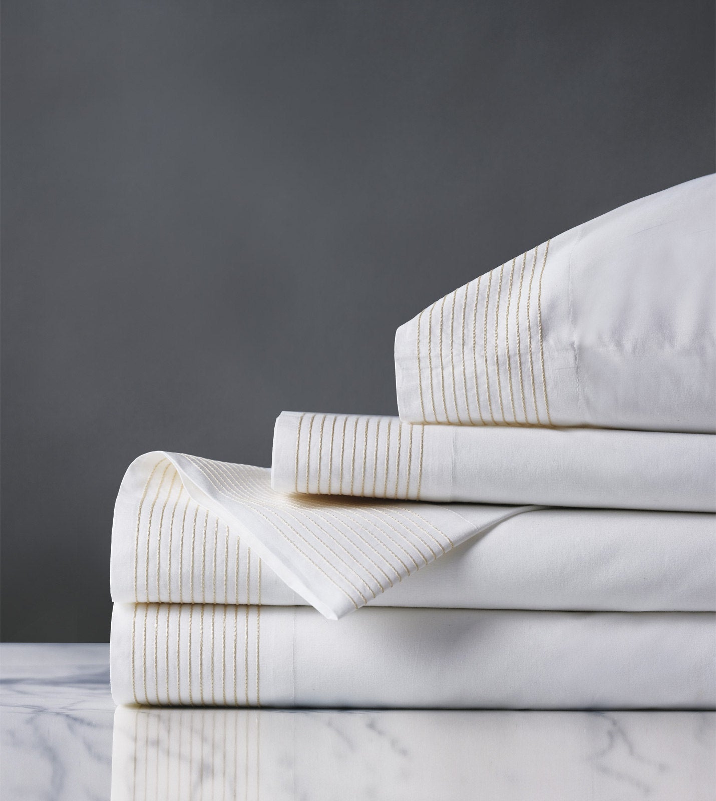 Tidal Stripe Bisque Chain Stitch Sheet Set - Bedding Luxuries
