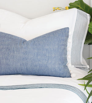 Tidal Stripe Navy Chain Stitch Sheet Set - Bedding Luxuries