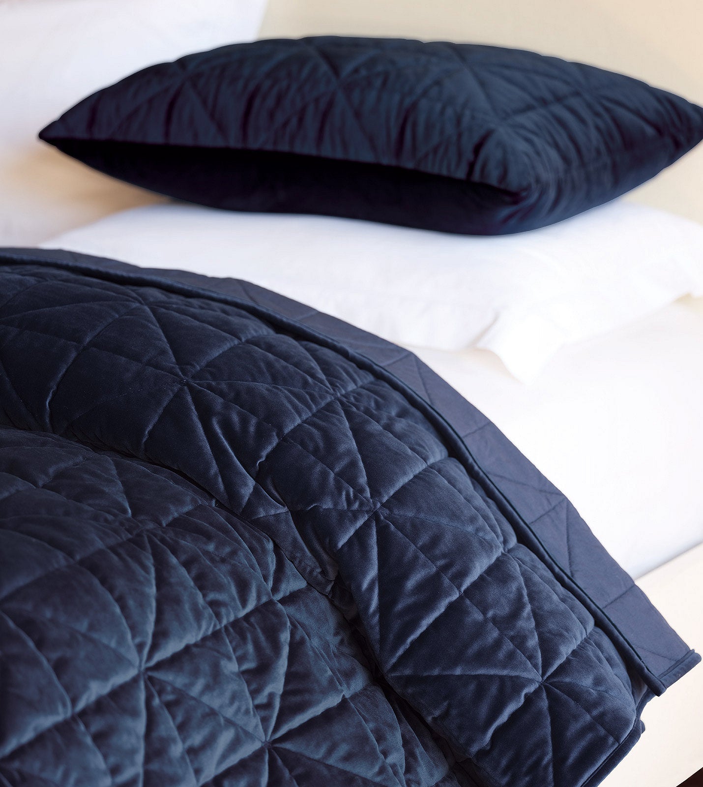 Classic Chic Navy Quilted Velvet Coverlet - Bedding Luxuries