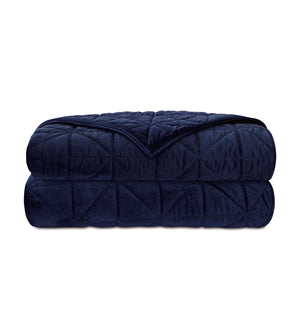 Classic Chic Navy Quilted Velvet Coverlet - Bedding Luxuries