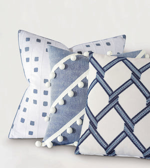 Blue Lattice Accent Pillow - Bedding Luxuries
