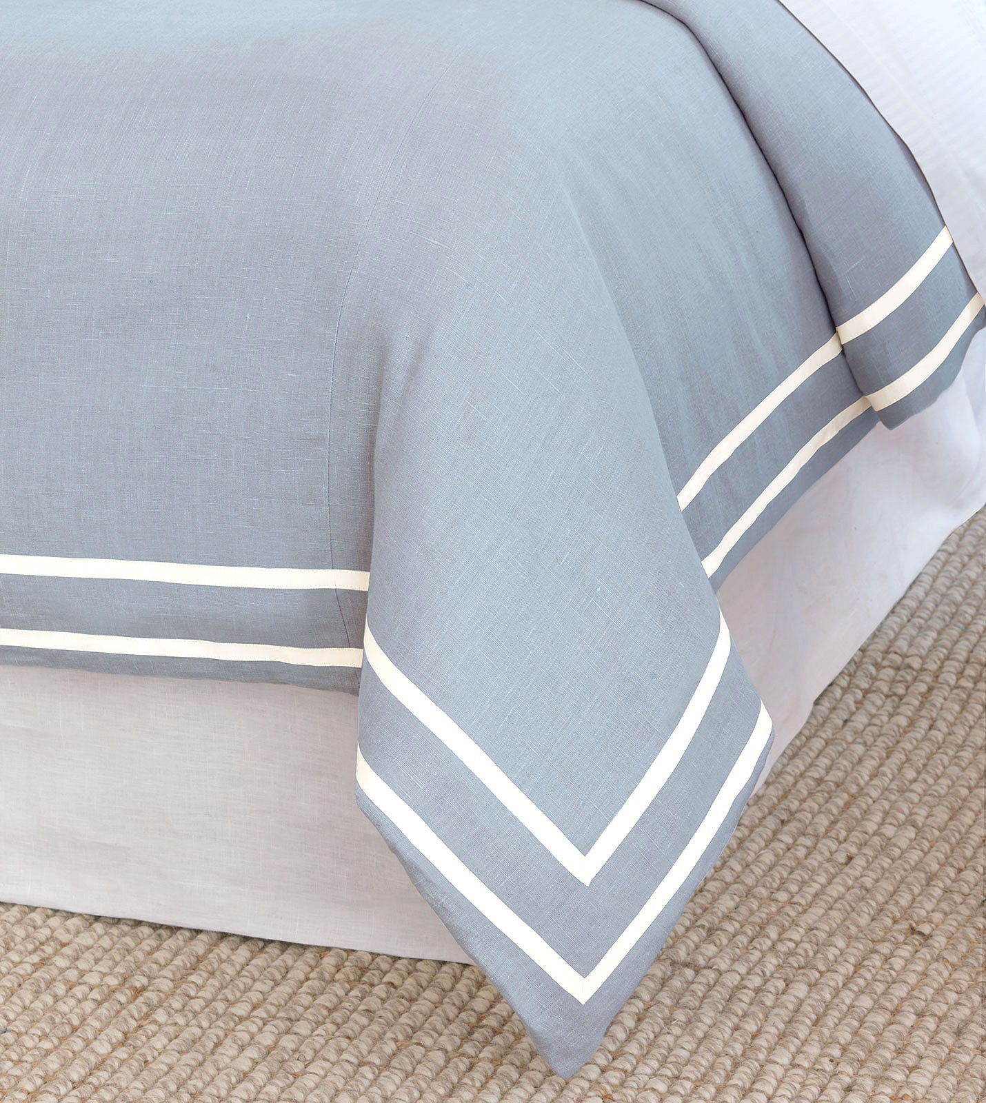Misty Sky Fret Appliqué Duvet Cover - Bedding Luxuries