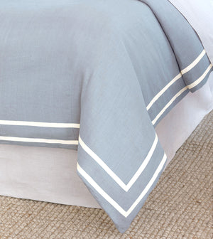 Misty Sky Fret Appliqué Duvet Cover - Bedding Luxuries