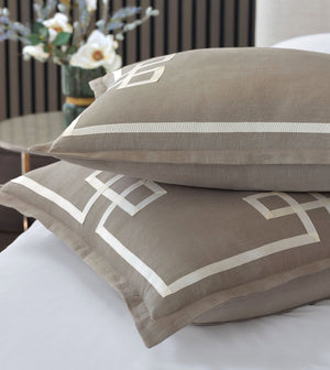 Soothing Stone Fret Appliqué Bedding - Bedding Luxuries
