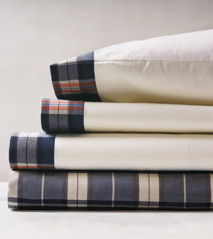 Preppy Plaid Ivory Percale Sheet Set - Bedding Luxuries